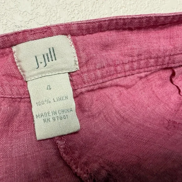J.Jill Women Size 4 100%‎ Linen Cargo Pink Lightweight High rise shorts - Picture 6 of 6